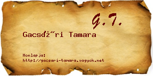 Gacsári Tamara névjegykártya